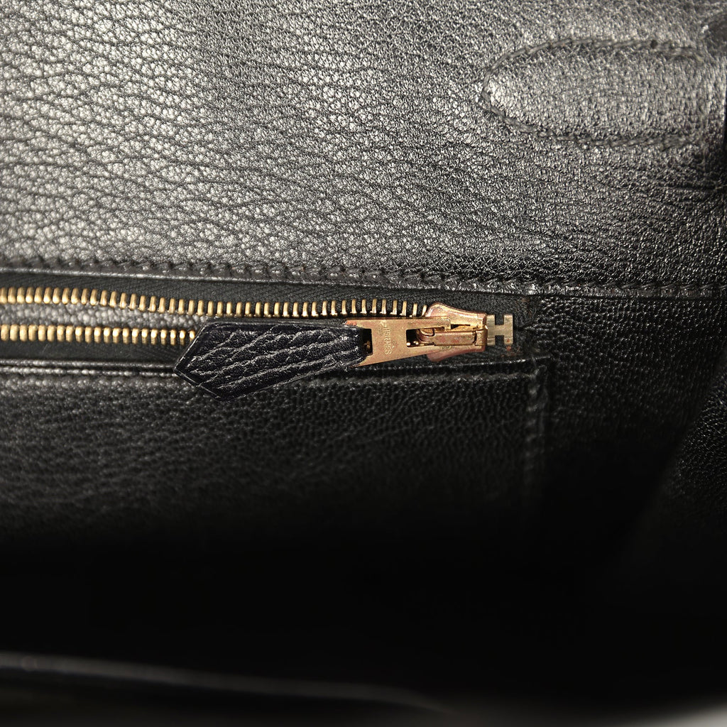 Vintage Hermes Birkin 35 Black Ardennes Gold Hardware