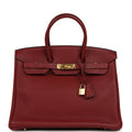 Pre-owned Hermes Birkin 35 Rouge H Togo Gold Hardware