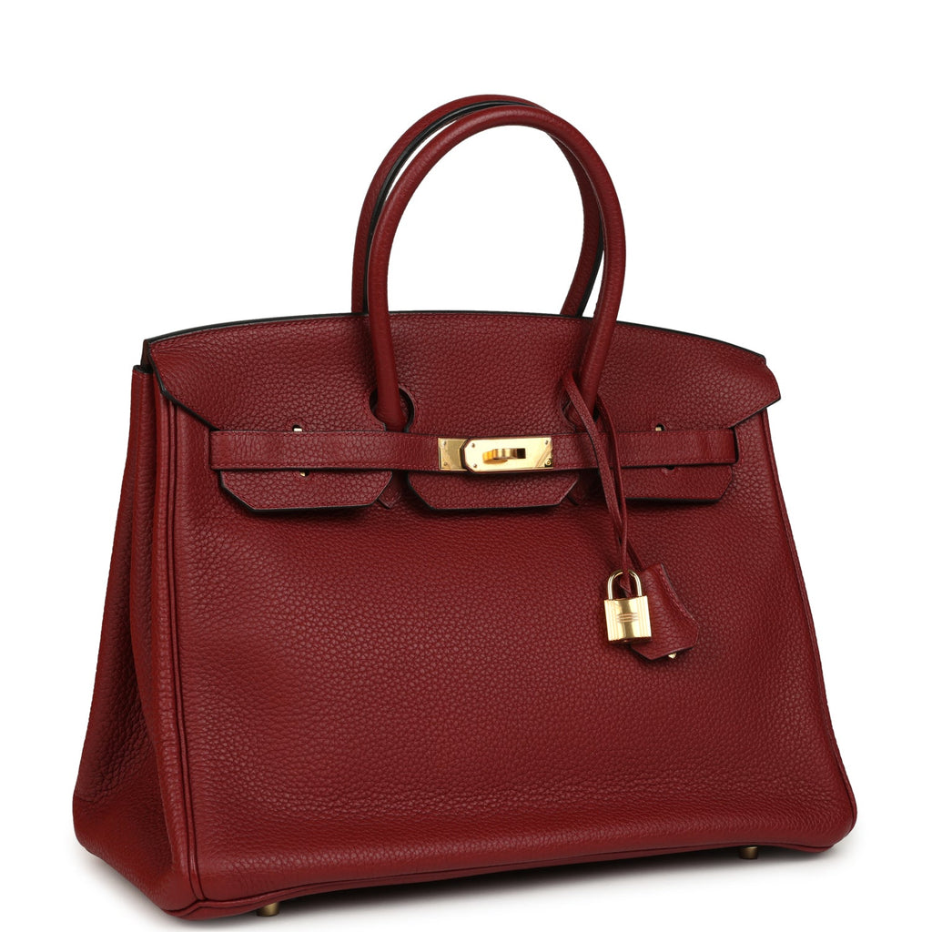 Pre-owned Hermes Birkin 35 Rouge H Togo Gold Hardware
