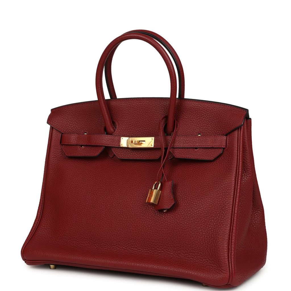 Pre-owned Hermes Birkin 35 Rouge H Togo Gold Hardware