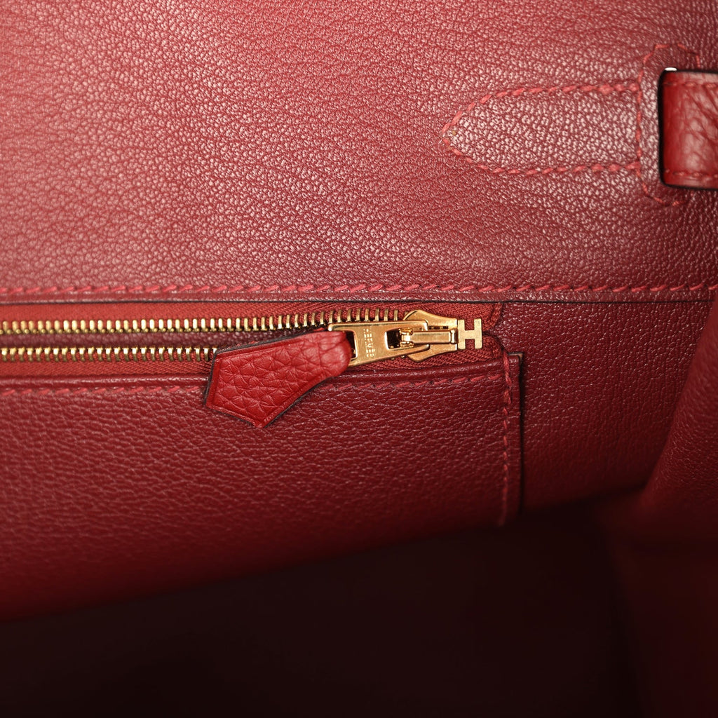 Pre-owned Hermes Birkin 35 Rouge H Togo Gold Hardware