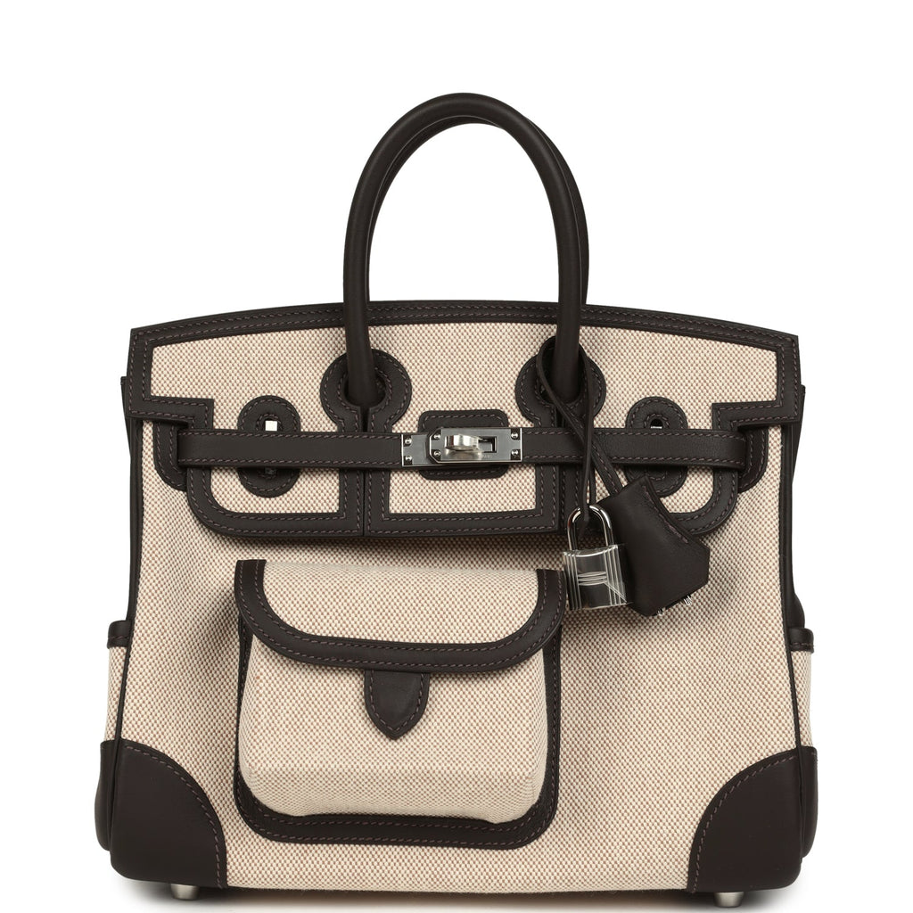 Hermes Birkin Cargo 25 Ecru-Beige Toile H Canvas and Bai Brun Swift Palladium Hardware