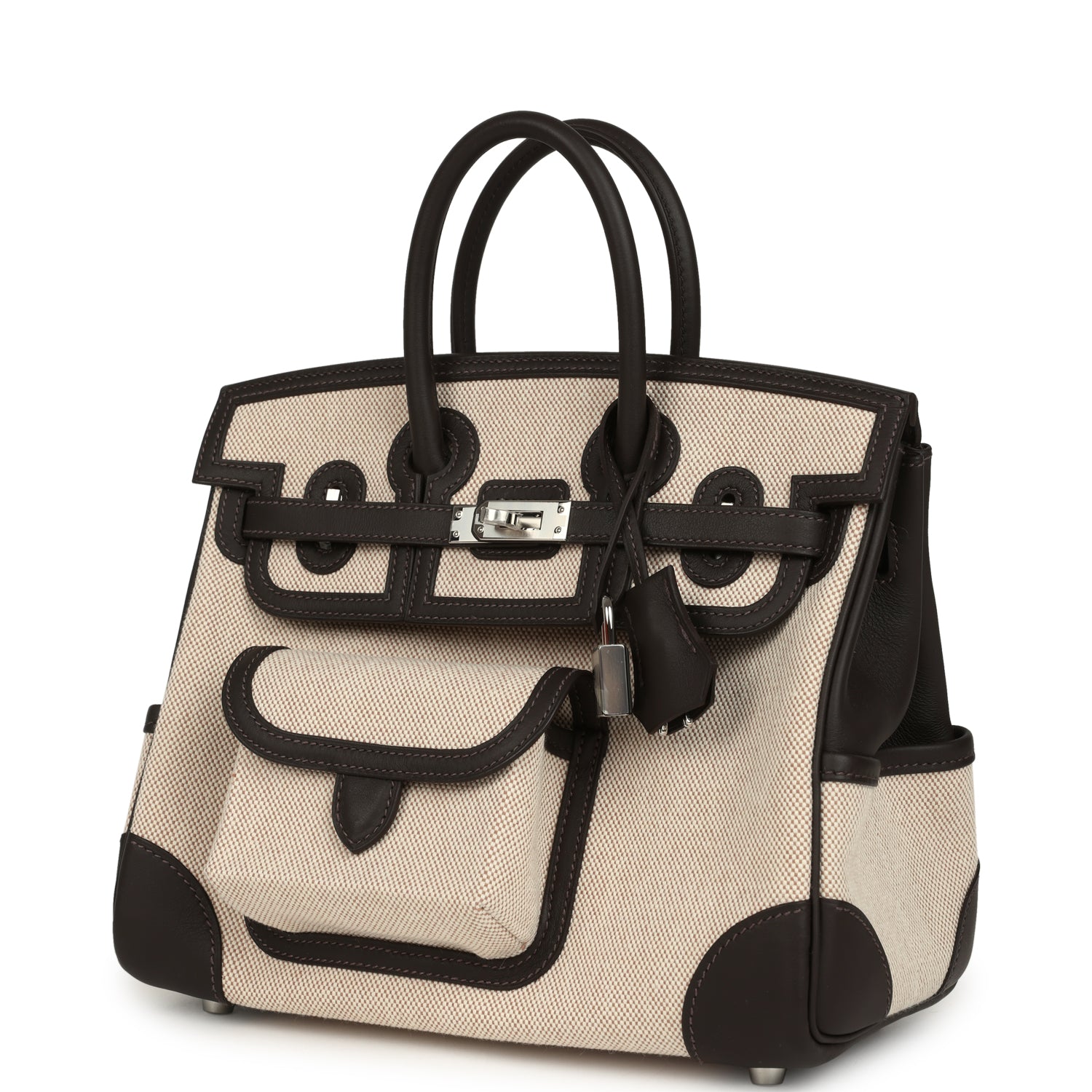 Hermes Birkin Cargo 25 Ecru-Beige Toile H Canvas and Bai Brun Swift Palladium Hardware