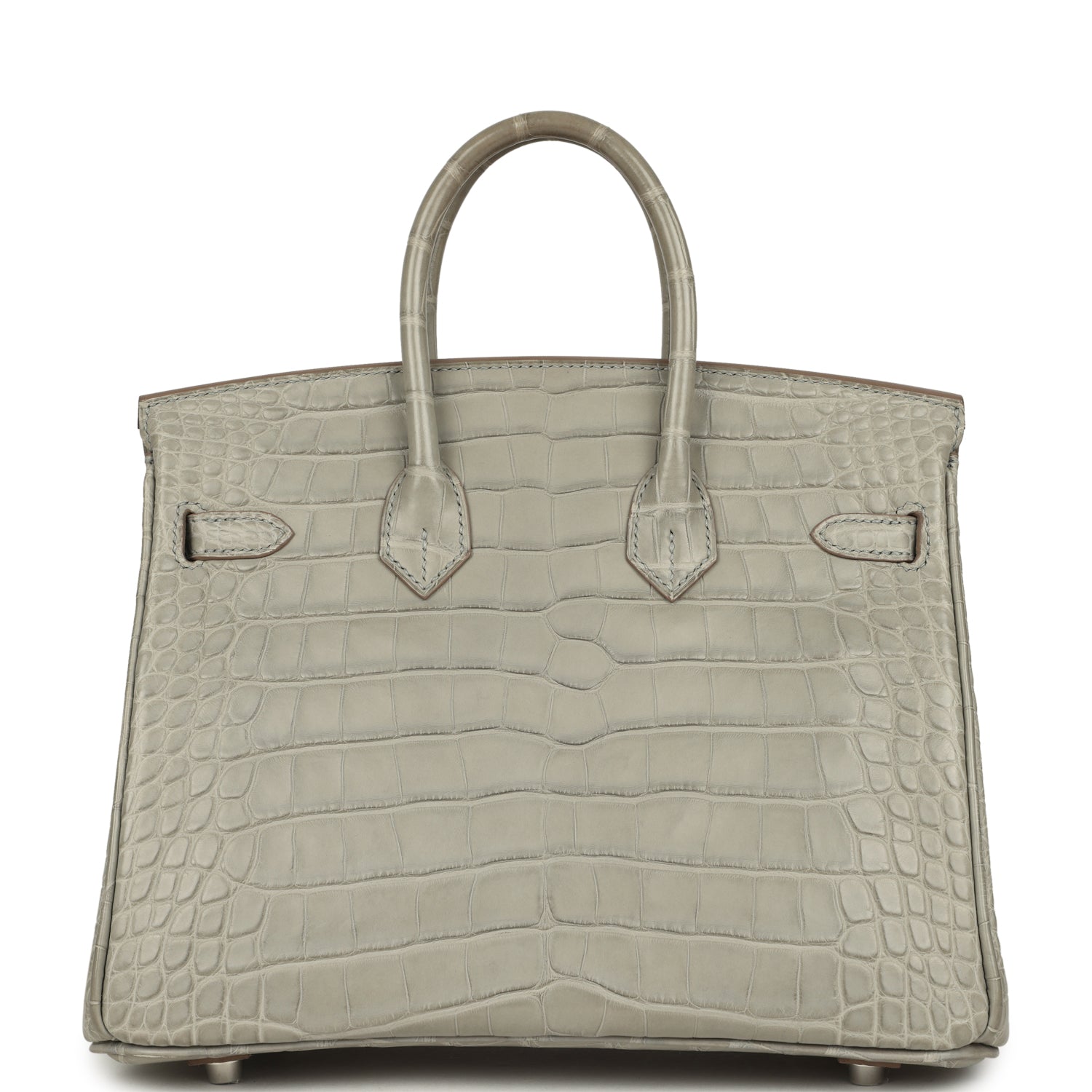 Pre-owned Hermes Special Order (HSS) Birkin 25 Gris Perle Matte Verso Alligator Brushed Palladium Hardware