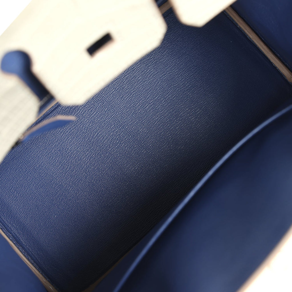 Pre-owned Hermes Special Order (HSS) Birkin 25 Gris Perle Matte Verso Alligator Brushed Palladium Hardware