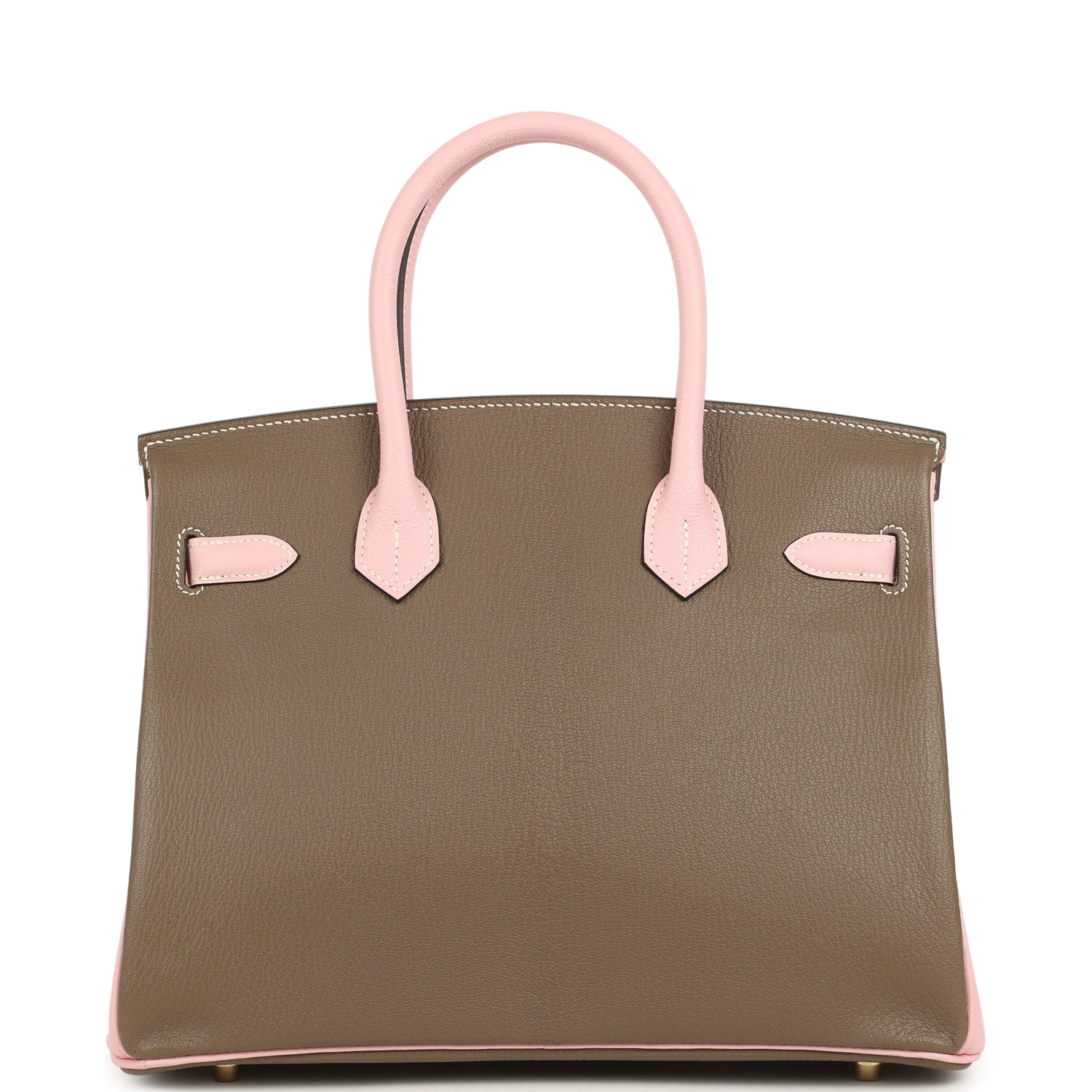 Hermes Special Order (HSS) Birkin 30 Etoupe and Rose Sakura Chevre Mysore Brushed Gold Hardware