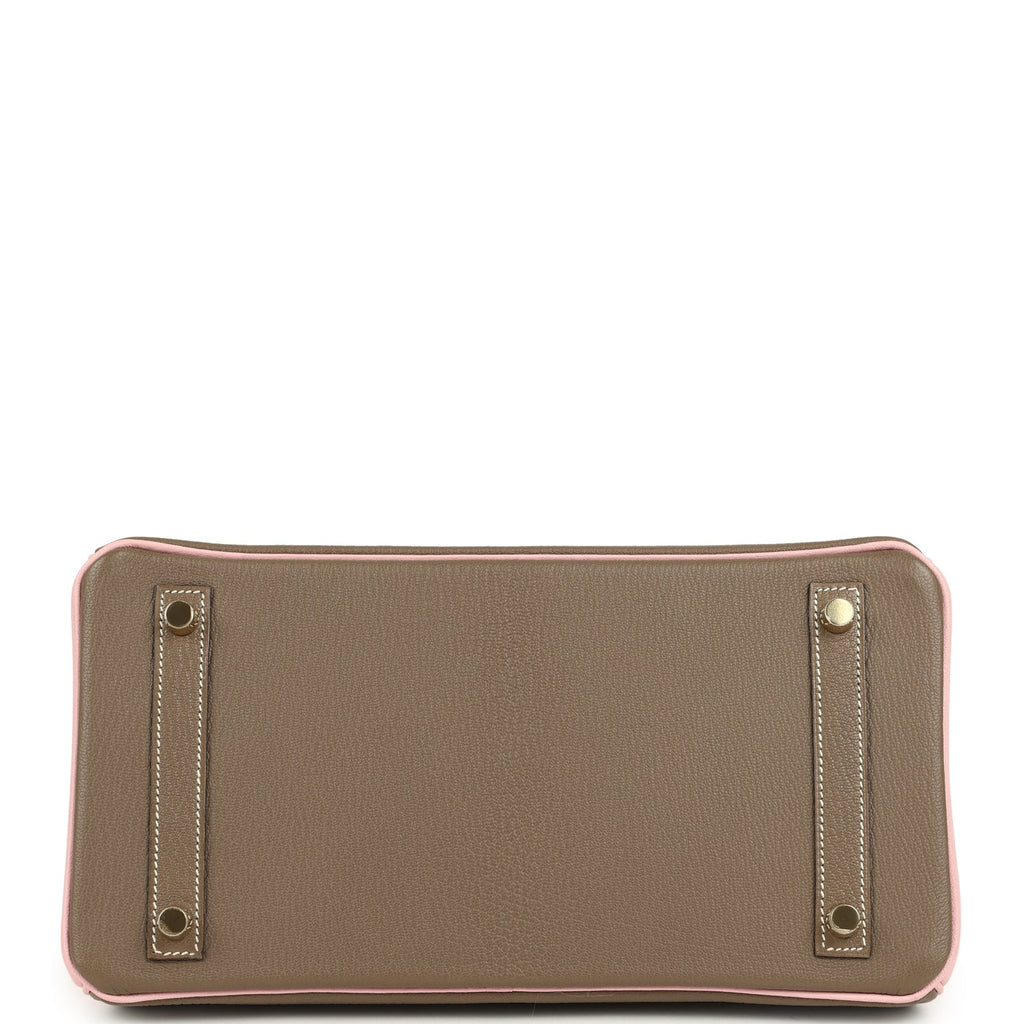 Hermes Special Order (HSS) Birkin 30 Etoupe and Rose Sakura Chevre Mysore Brushed Gold Hardware