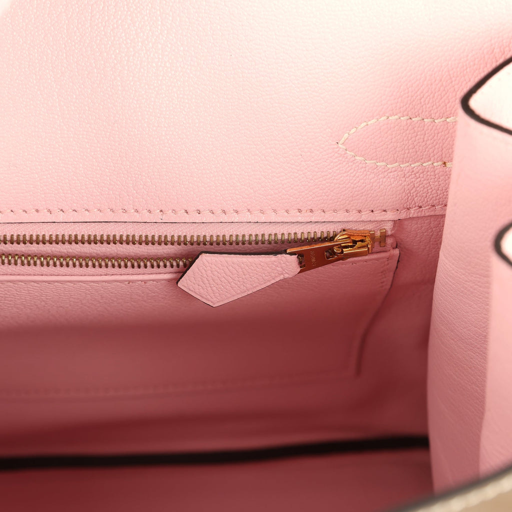 Hermes Special Order (HSS) Birkin 30 Etoupe and Rose Sakura Chevre Mysore Brushed Gold Hardware