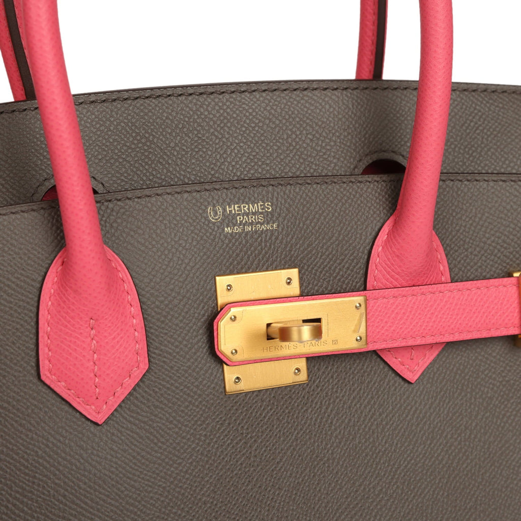 Hermes Special Order (HSS) Birkin 30 Etain and Rose Azalee Epsom Brushed Gold Hardware