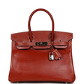 Pre-owned Hermes Birkin 30 Brique Box Palladium Hardware