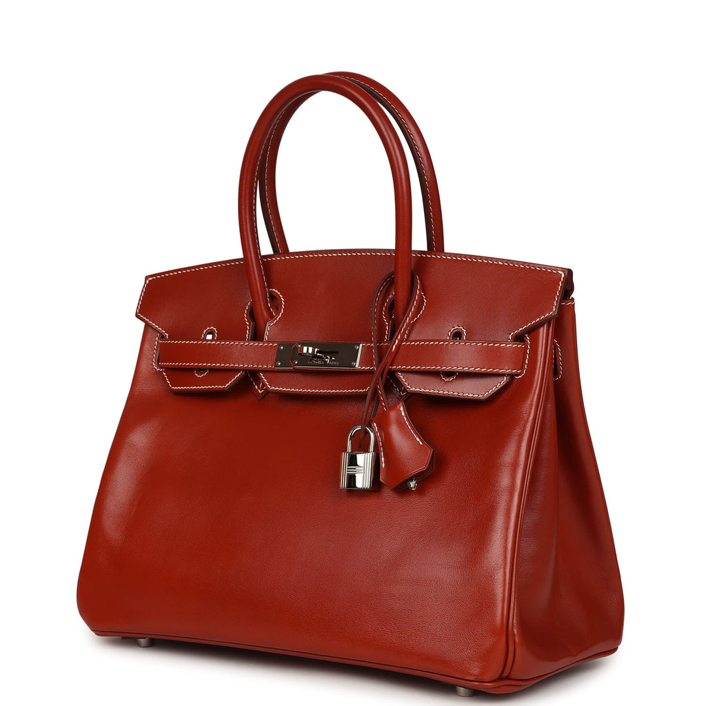 Pre-owned Hermes Birkin 30 Brique Box Palladium Hardware