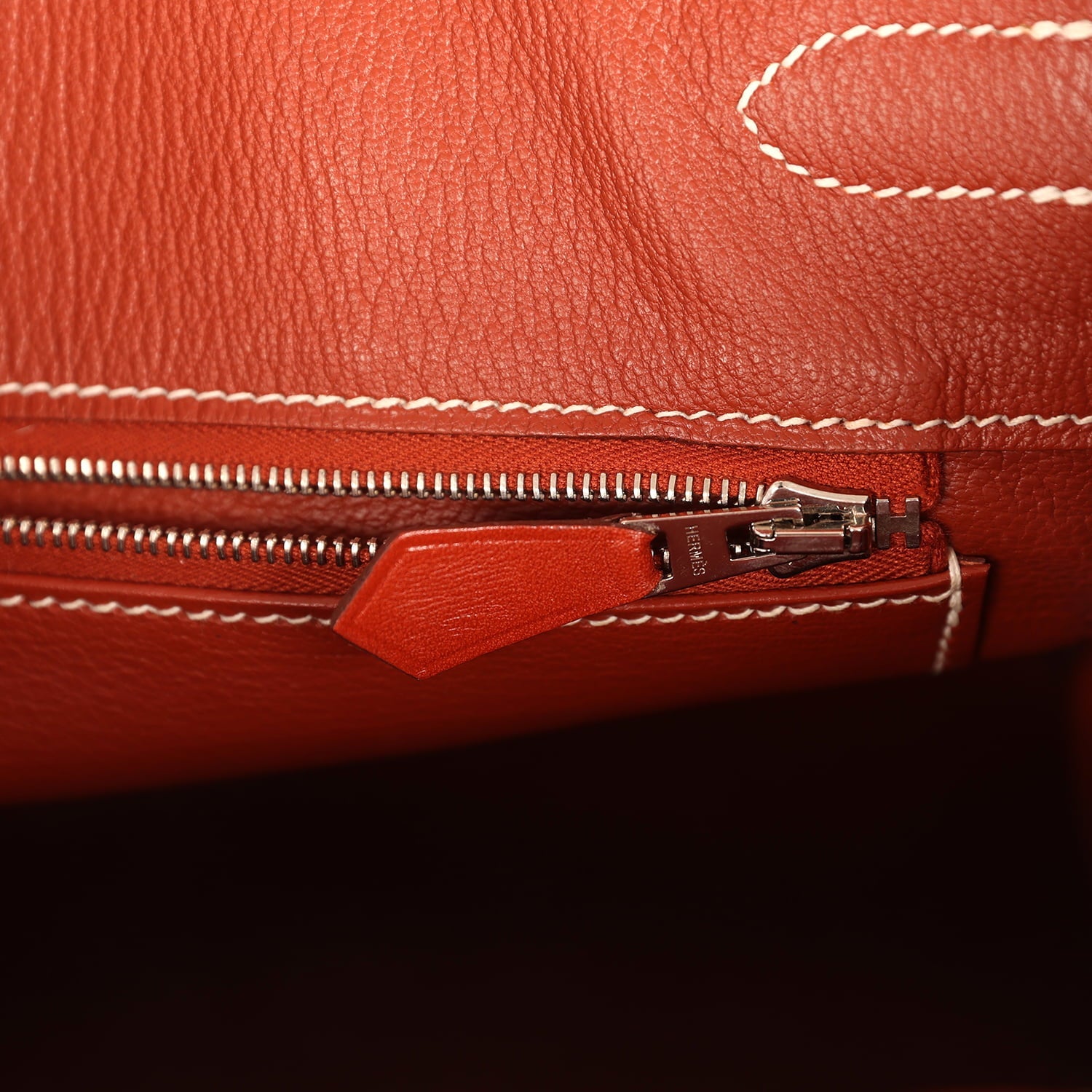 Pre-owned Hermes Birkin 30 Brique Box Palladium Hardware