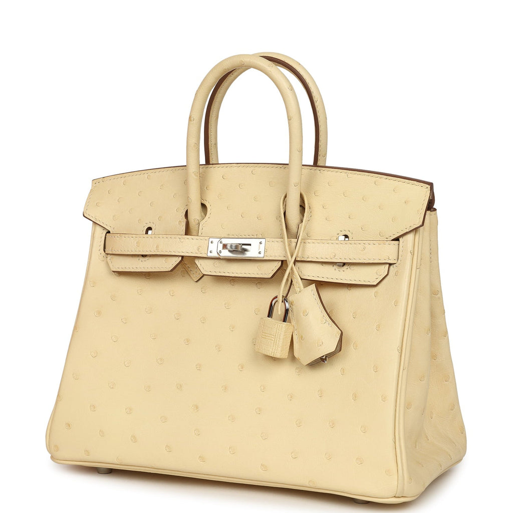 Hermes Birkin 25 Vanille Ostrich Palladium Hardware