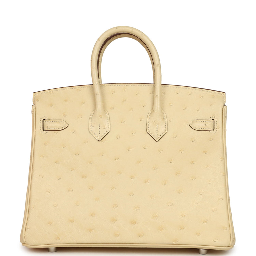 Hermes Birkin 25 Vanille Ostrich Palladium Hardware