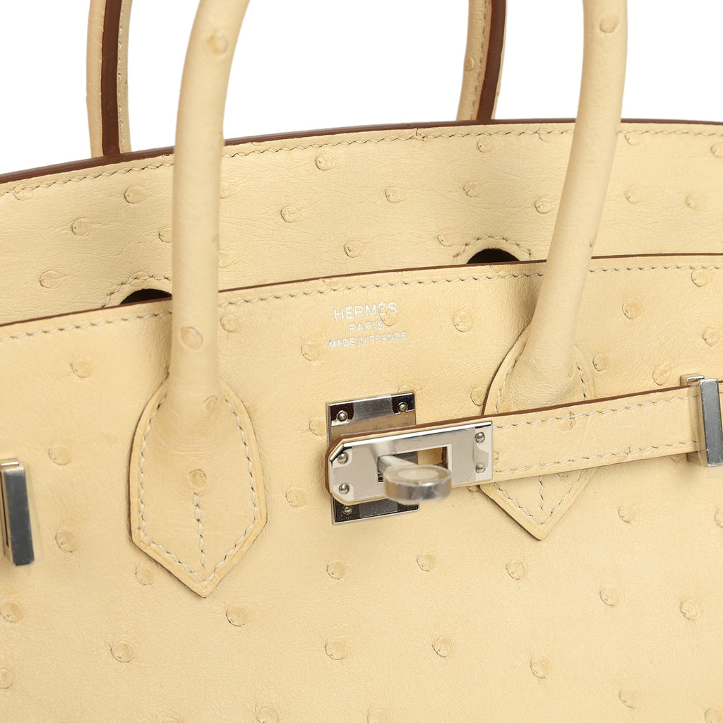 Hermes Birkin 25 Vanille Ostrich Palladium Hardware