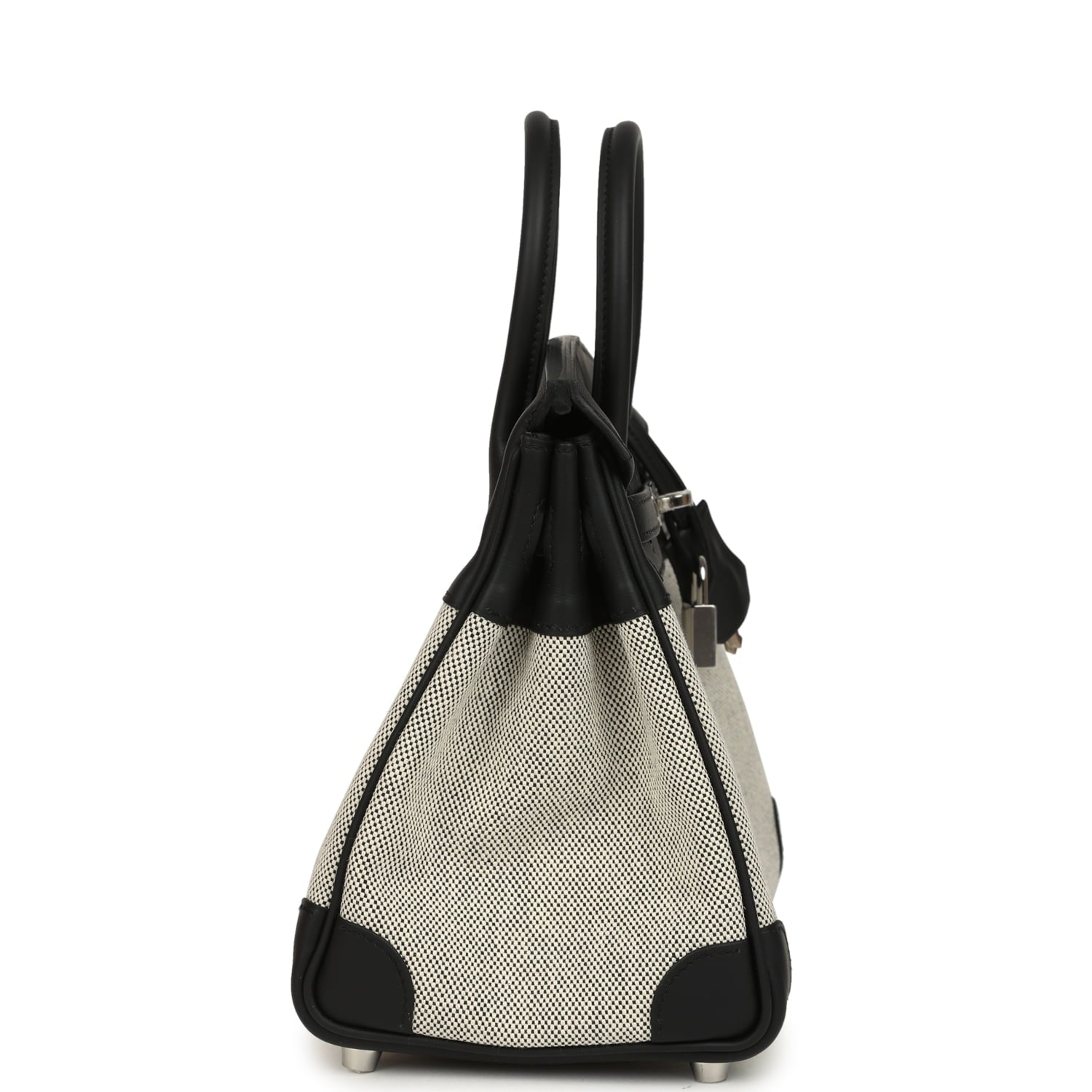 Hermes Birkin 25 Ecru and Black Toile H and Black Swift Palladium Hardware