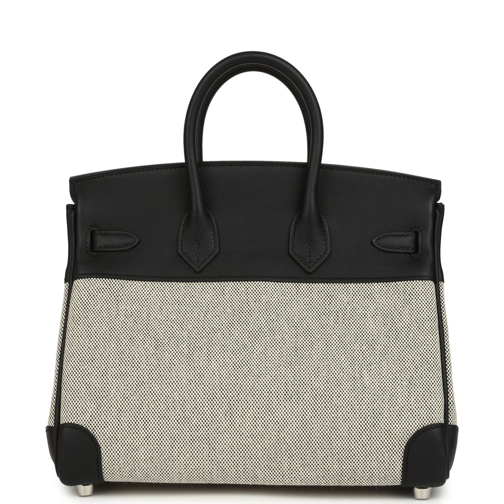 Hermes Birkin 25 Ecru and Black Toile H and Black Swift Palladium Hardware