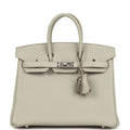 Hermes Birkin 25 Gris Perle Verso Togo Gold Hardware