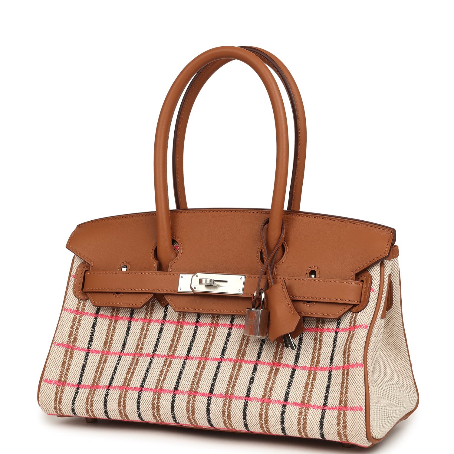 Hermes Shoulder Birkin Light 29 Multicolor Toile and Gold Swift Palladium Hardware