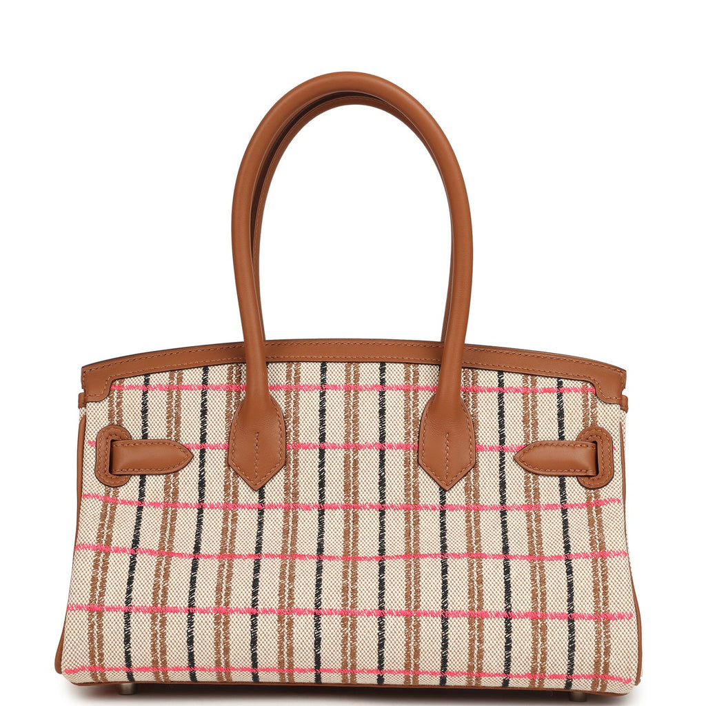 Hermes Shoulder Birkin Light 29 Multicolor Toile and Gold Swift Palladium Hardware