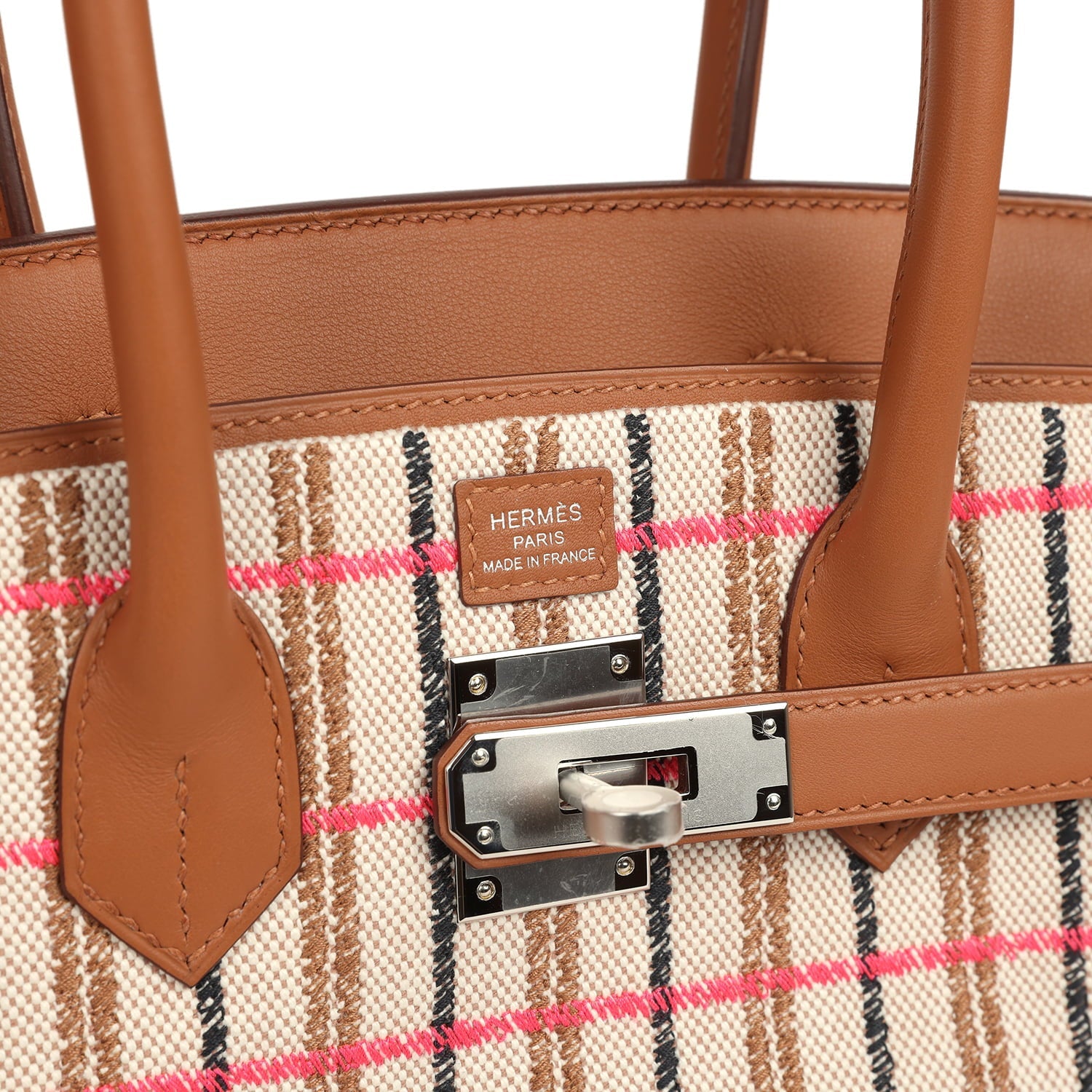Hermes Shoulder Birkin Light 29 Multicolor Toile and Gold Swift Palladium Hardware