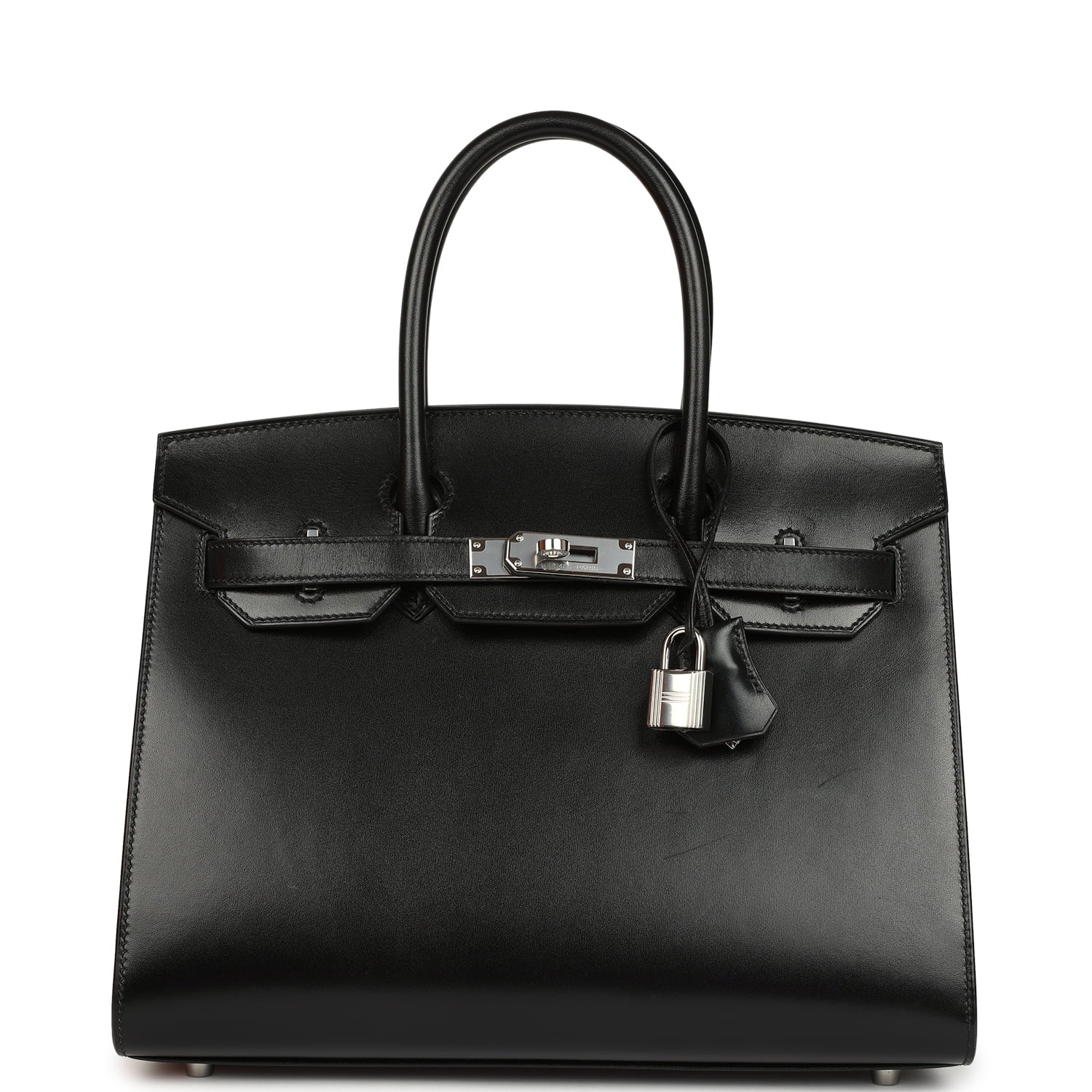 Pre-owned Hermes Birkin Sellier 30 Black Box Palladium Hardware