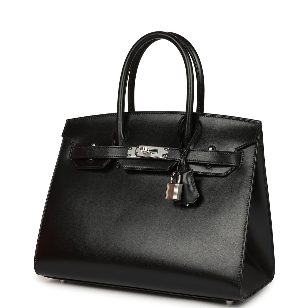 Pre-owned Hermes Birkin Sellier 30 Black Box Palladium Hardware