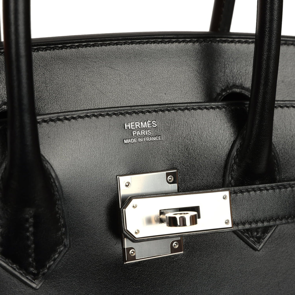Pre-owned Hermes Birkin Sellier 30 Black Box Palladium Hardware