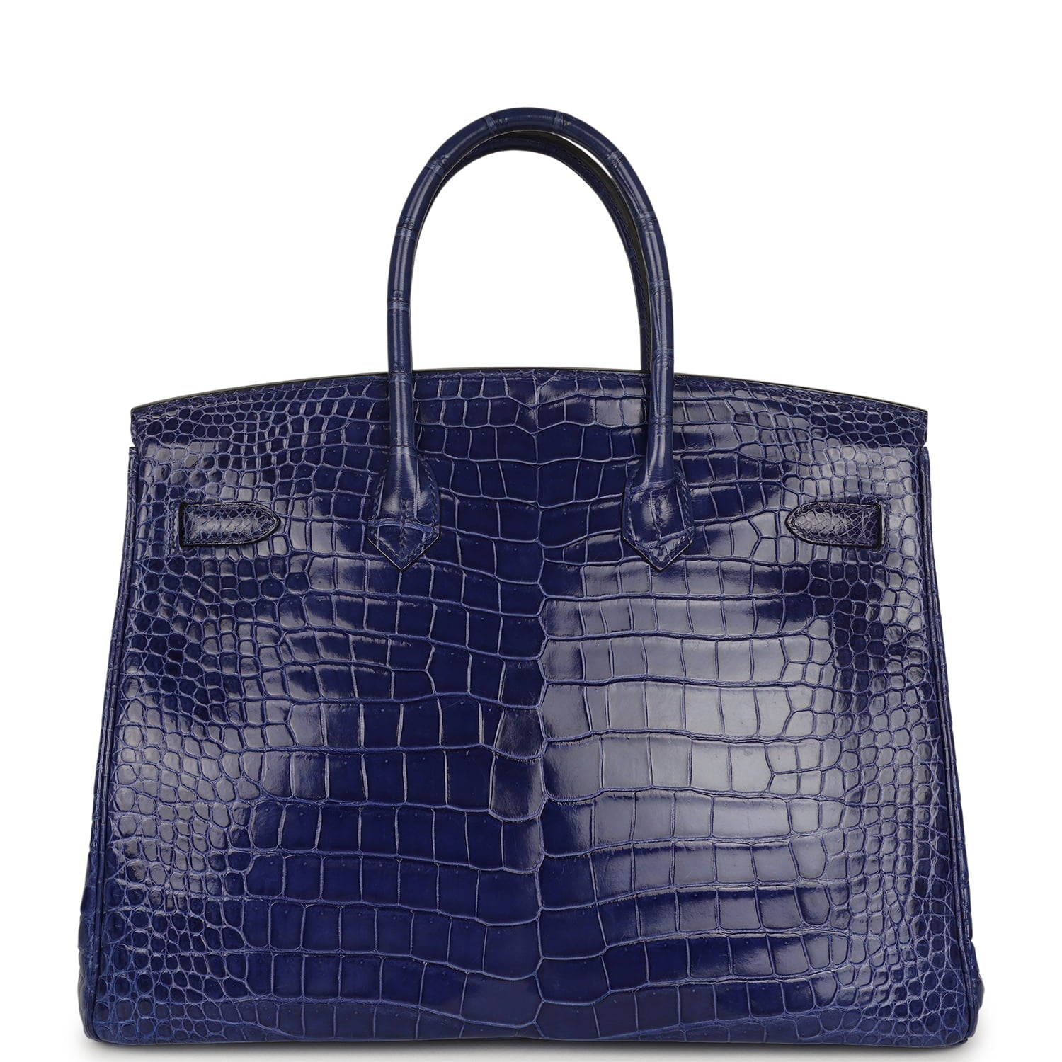Pre-owned Hermes Birkin 35 Bleu Electric Shiny Porosus Crocodile Palladium Hardware