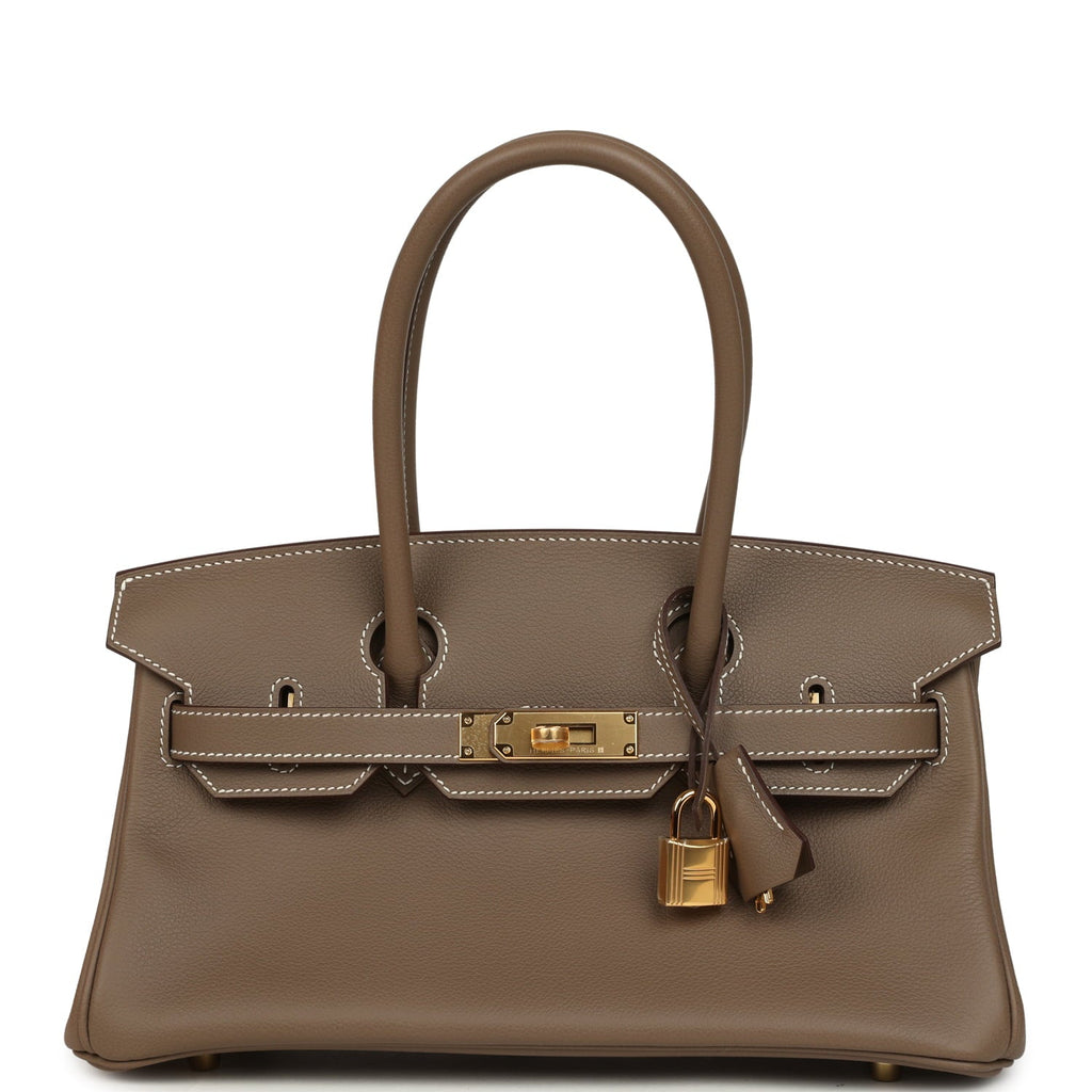 Hermes Shoulder Birkin Light 29 Etoupe Evercolor Gold Hardware