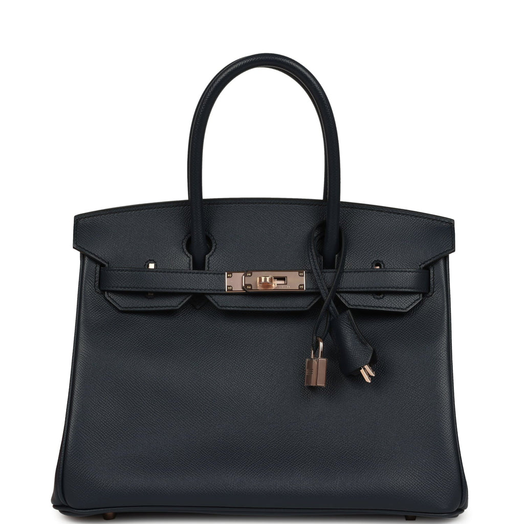 Hermes Birkin 30 Bleu Indigo Epsom Rose Gold Hardware
