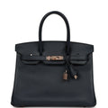 Hermes Birkin 30 Bleu Indigo Epsom Rose Gold Hardware