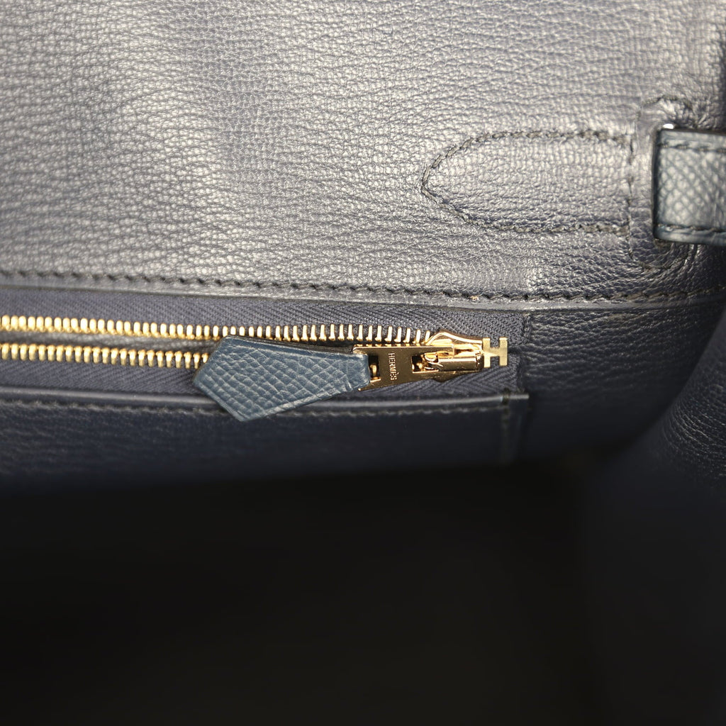 Hermes Birkin 30 Bleu Indigo Epsom Rose Gold Hardware