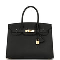 Pre-owned Hermes Birkin Sellier 30 Black Epsom Gold Hardware