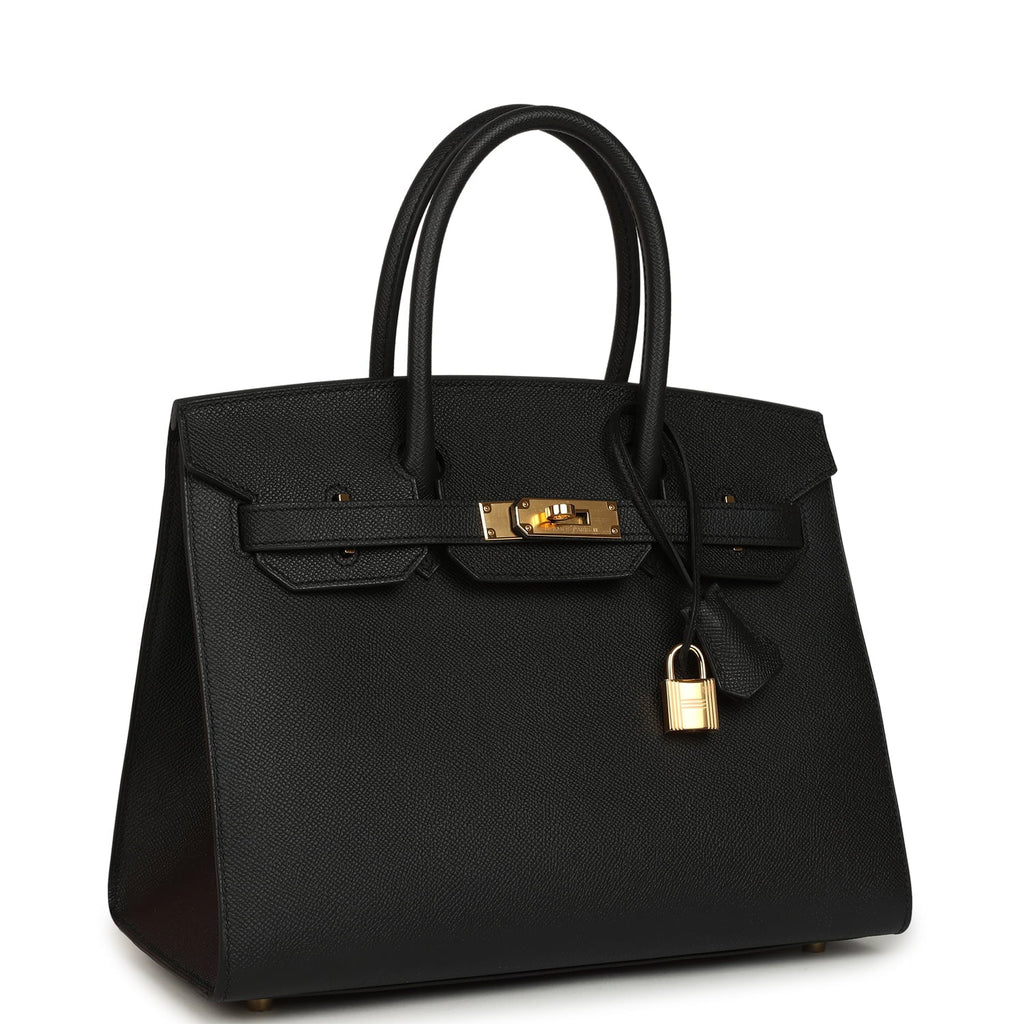 Pre-owned Hermes Birkin Sellier 30 Black Epsom Gold Hardware