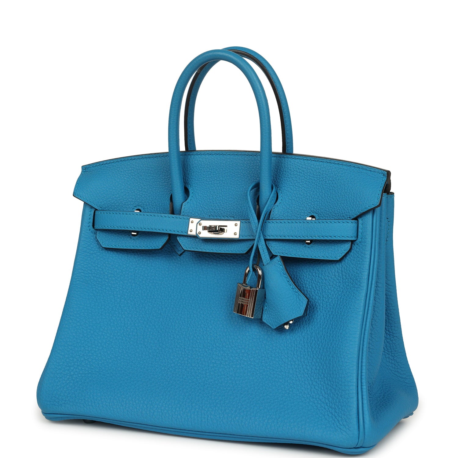 Pre-owned Hermes Birkin 25 Bleu Zanzibar Togo Palladium Hardware