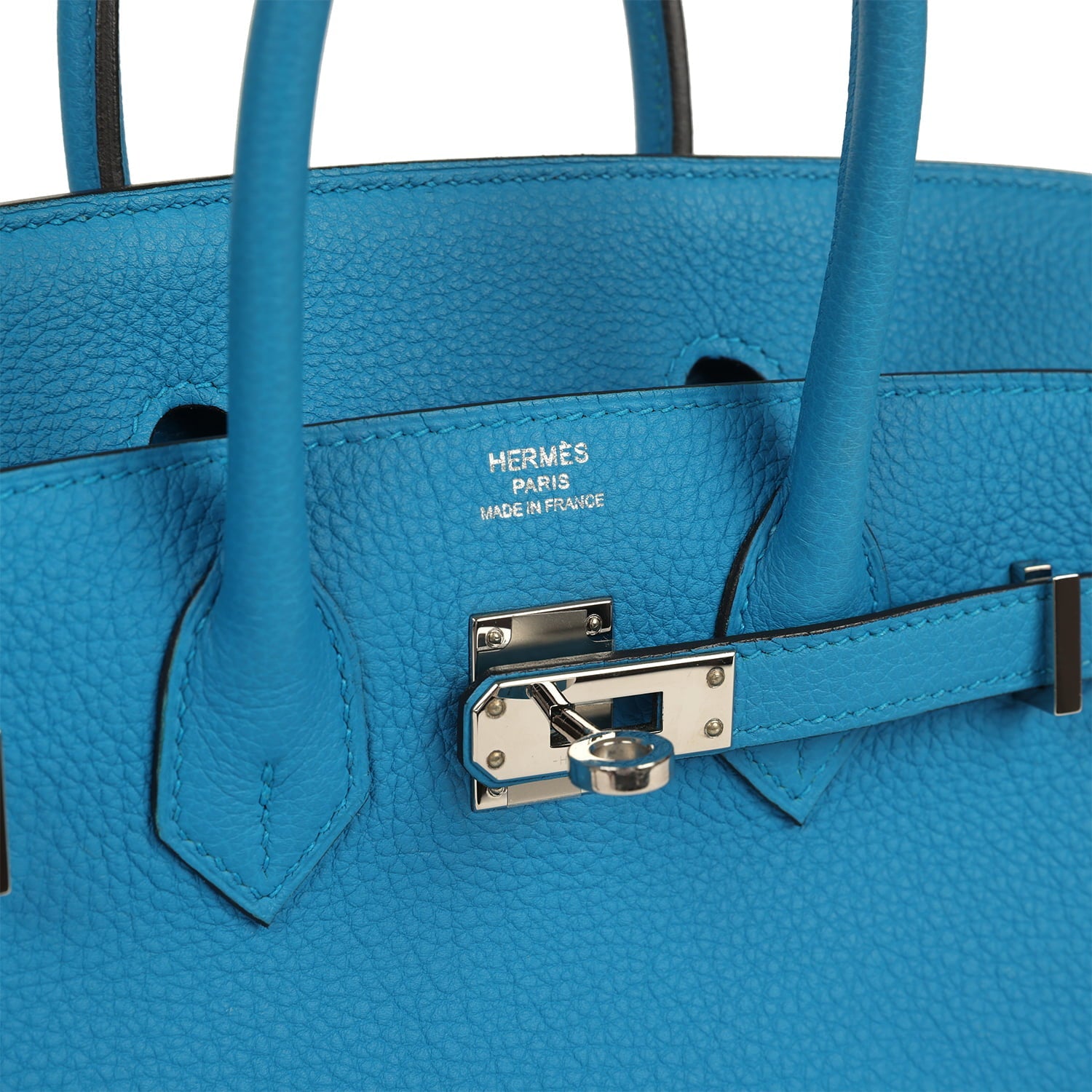 Pre-owned Hermes Birkin 25 Bleu Zanzibar Togo Palladium Hardware