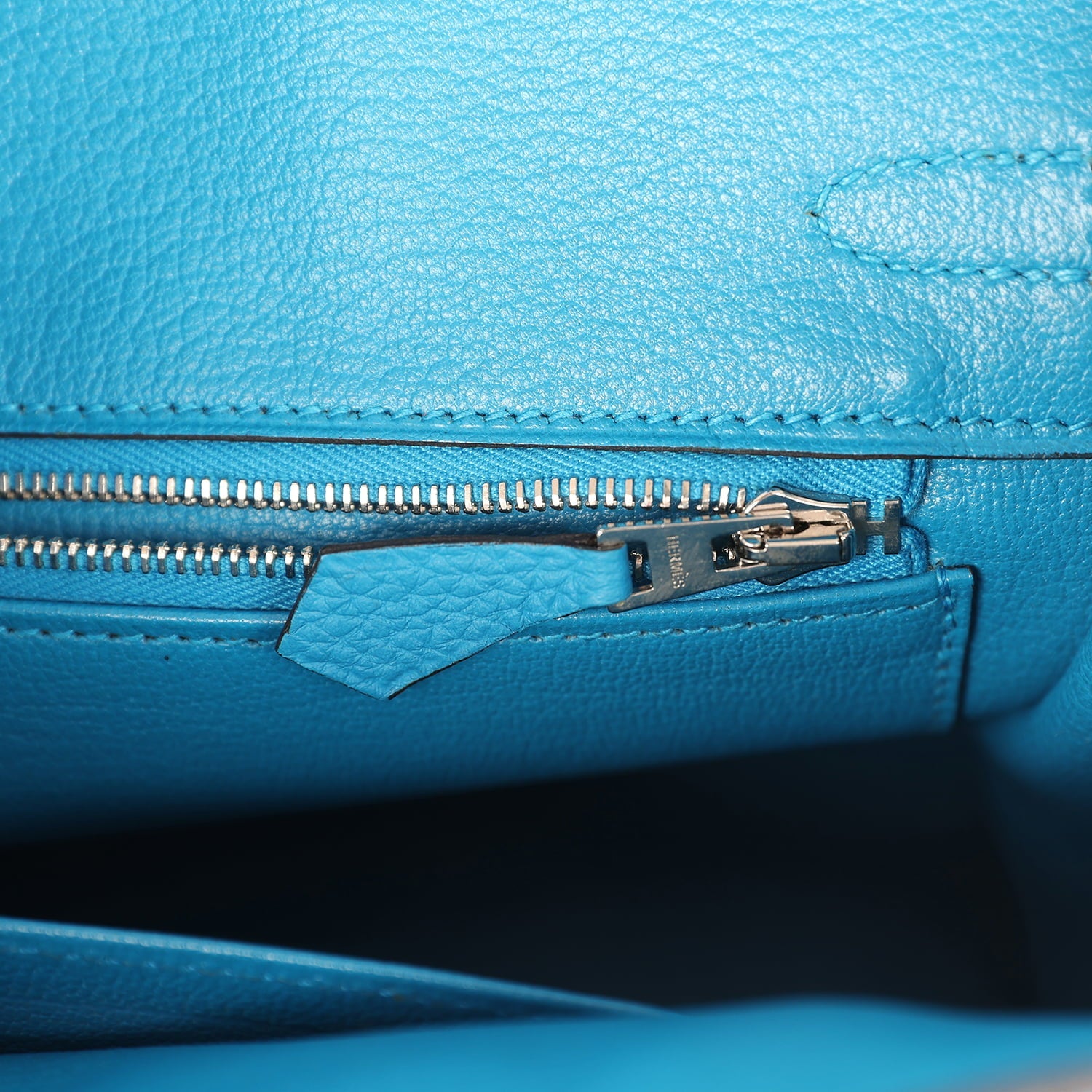 Pre-owned Hermes Birkin 25 Bleu Zanzibar Togo Palladium Hardware