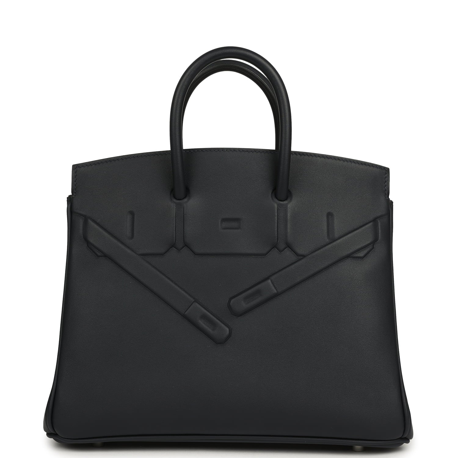 Pre-owned Hermes Birkin Shadow 25 Caban Swift Palladium Hardware