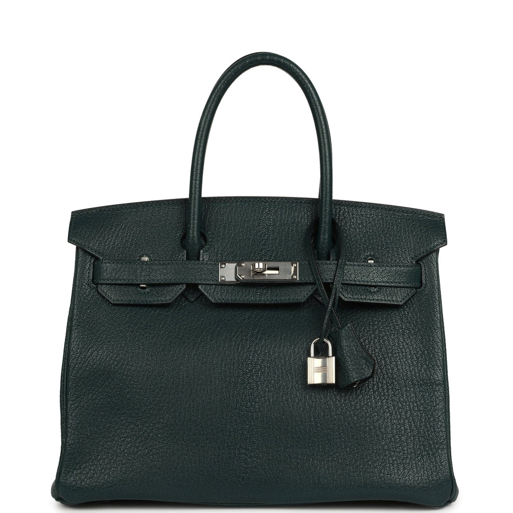 Pre-owned Hermes Birkin 30 Vert Cypress Chevre de Coromandel Palladium Hardware