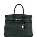 Pre-owned Hermes Birkin 30 Vert Cypress Chevre de Coromandel Palladium Hardware