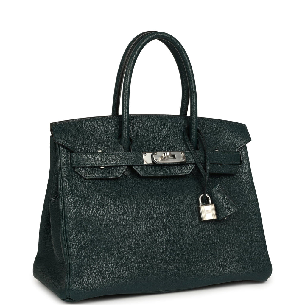 Pre-owned Hermes Birkin 30 Vert Cypress Chevre de Coromandel Palladium Hardware