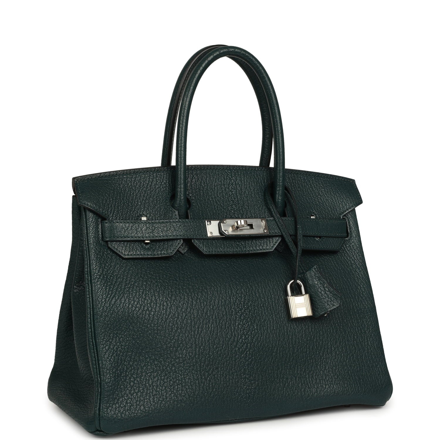Pre-owned Hermes Birkin 30 Vert Cypress Chevre de Coromandel Palladium Hardware