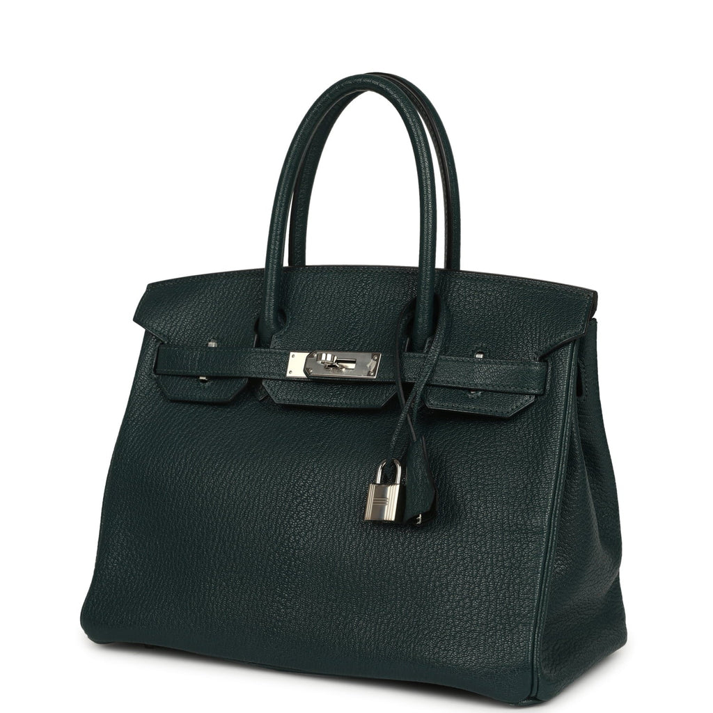 Pre-owned Hermes Birkin 30 Vert Cypress Chevre de Coromandel Palladium Hardware