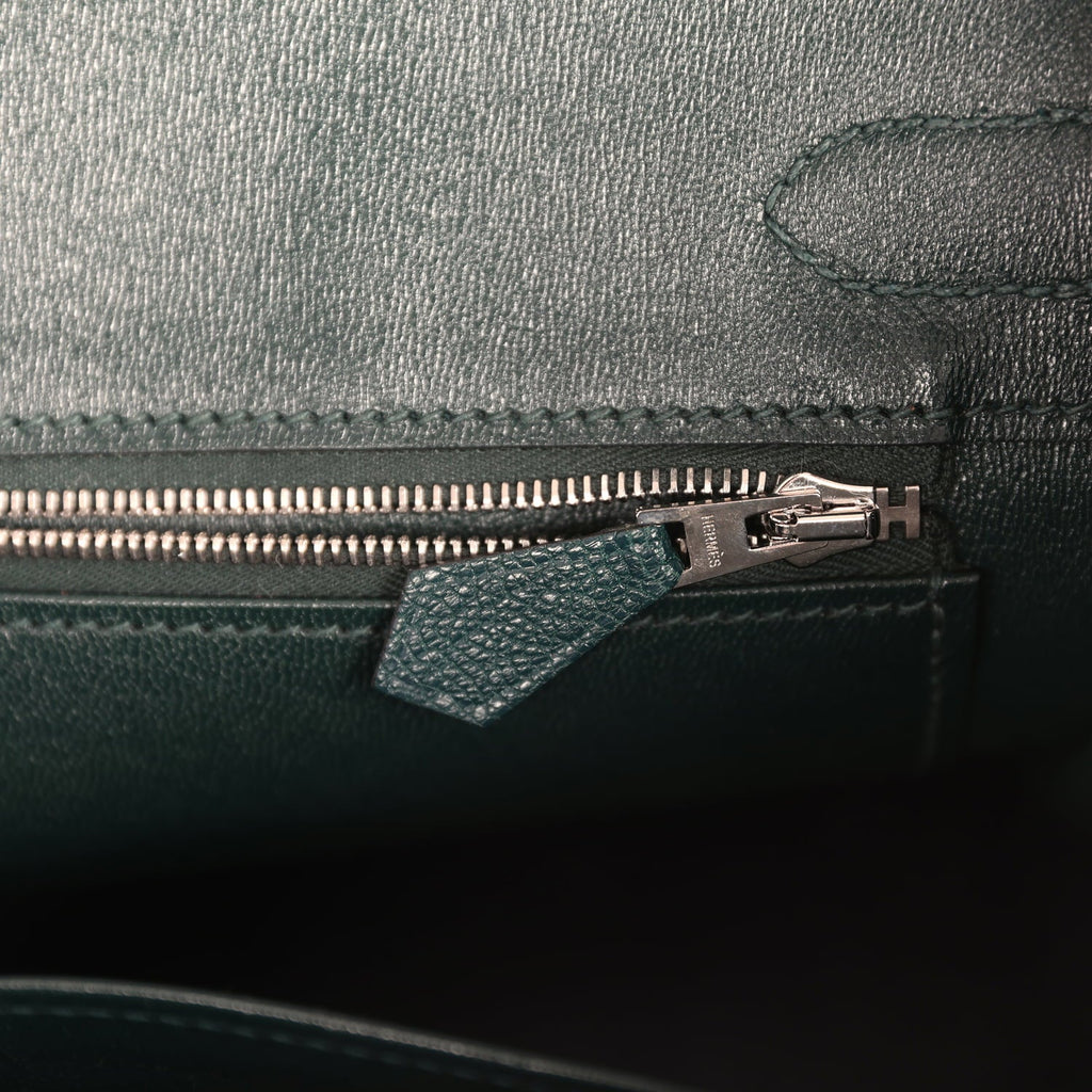 Pre-owned Hermes Birkin 30 Vert Cypress Chevre de Coromandel Palladium Hardware