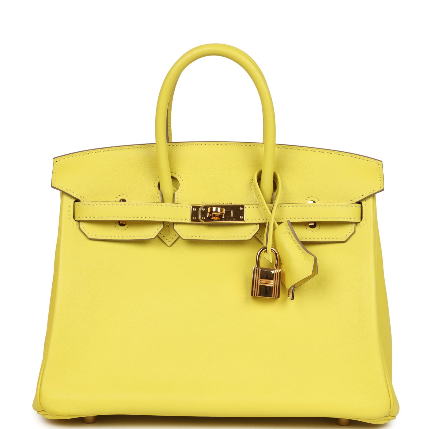 Pre-owned Hermes Birkin 25 Lime Swift Gold Hardware