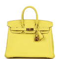 New Hermes Birkin 25 Lime Swift Gold Hardware