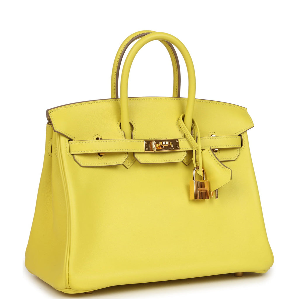 Pre-owned Hermes Birkin 25 Lime Swift Gold Hardware