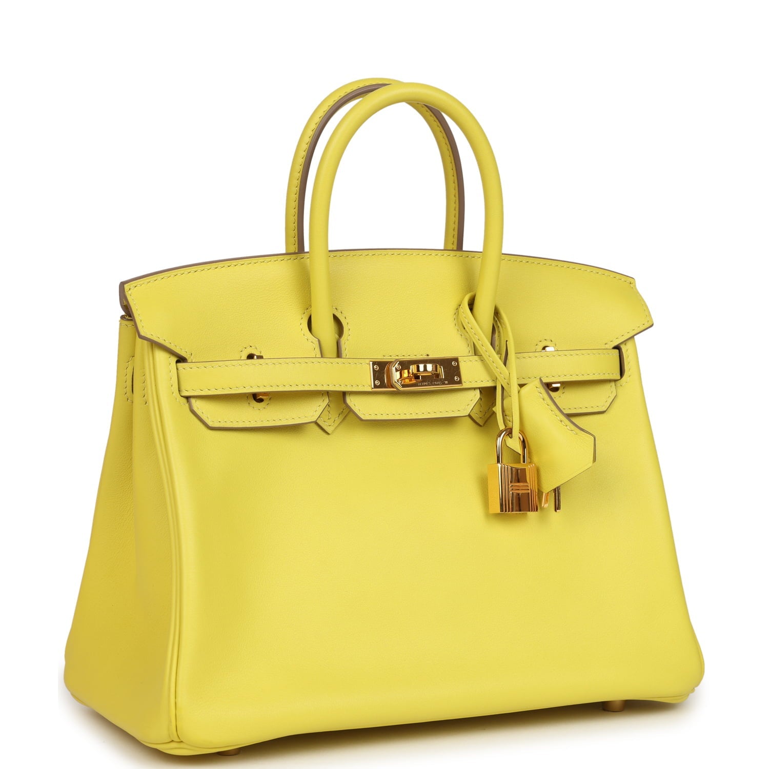 Pre-owned Hermes Birkin 25 Lime Swift Gold Hardware