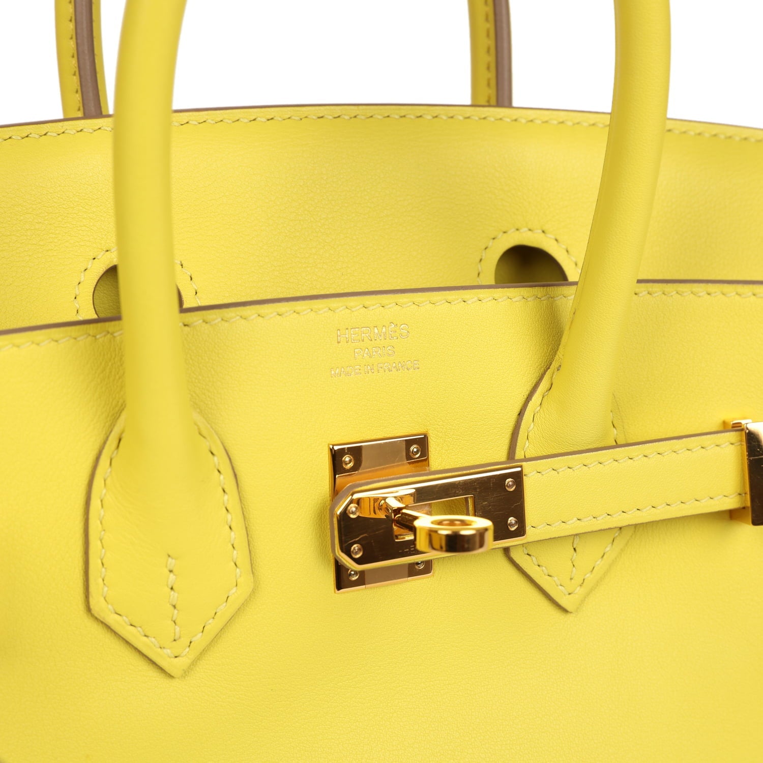 Pre-owned Hermes Birkin 25 Lime Swift Gold Hardware
